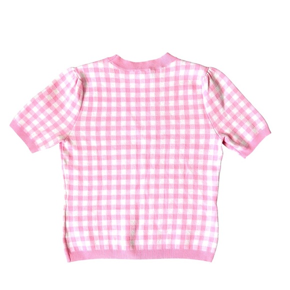 Sugarlips Dominika Gingham Pink & White adorable Sweater size XS - Picture 4 of 7